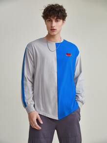 Saint Men Colourblock Heart Embroidery Tee - Multicolor - View 3