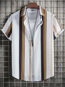 Manfinity Men 1pc Striped Print Shirt - Multicolor - View 1