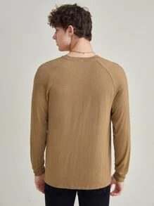 Saint Men Slogan Graphic Raglan Sleeve Tee - Brown - View 2