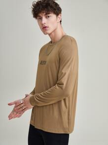 Saint Men Slogan Graphic Raglan Sleeve Tee - Brown - View 5