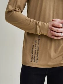 Saint Men Slogan Graphic Raglan Sleeve Tee - Brown - View 6