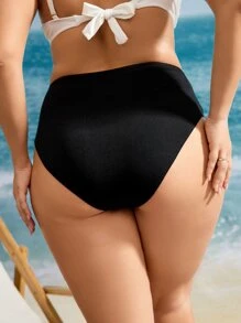 SHEIN Swim Curve Plus Size Tie Front Bikini Bottom Summer - Black - View 2