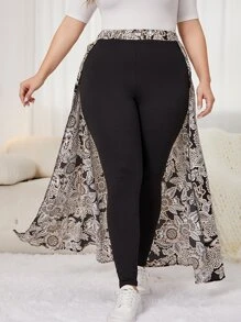 Mulvari Plus Floral Print Draped Skinny Trousers - Multicolor - View 5