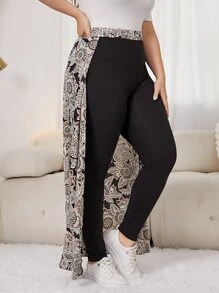 Mulvari Plus Floral Print Draped Skinny Trousers - Multicolor - View 3