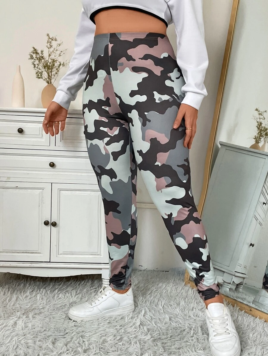 Calvaya Plus Camo Print Leggings - Multicolor - View 1