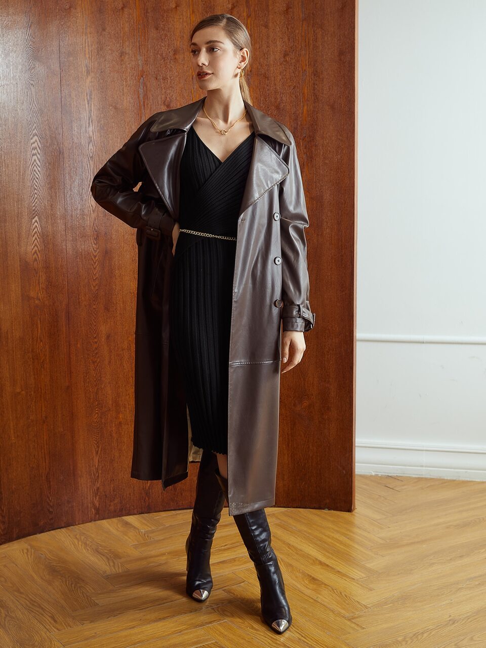 MOTF WOOL-MIX RIBBED SWEATER DRESS WITHOUT CHAIN