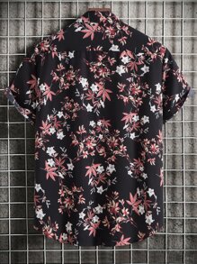 Manfinity Men 1pc Floral Print Shirt - Black - View 2