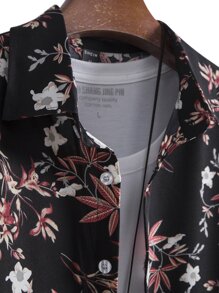 Manfinity Men 1pc Floral Print Shirt - Black - View 6