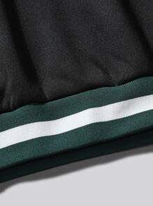 Manfinity Campus Court Aesthetic Post--Men Letter Graphic Striped Trim Sweatshirt - Black - View 6