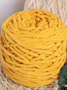 1卷柔軟厚實鉤針編織紗線，手工DIY編織用品 - 芥末黃 - 查看 6