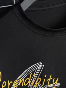 Manfinity EMRG Men Slogan & Cartoon Graphic Tee - Black - View 5