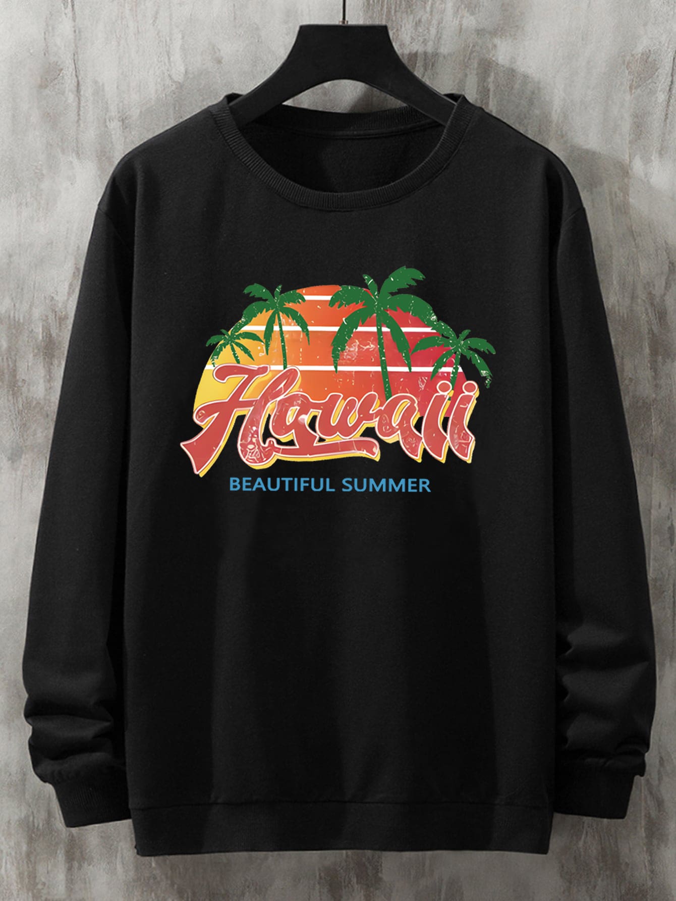 Manfinity Men Tropical & Letter Graphic Sweatshirt - Black - View 1