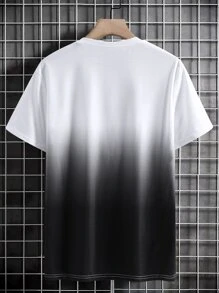 Manfinity Homme Men Ombre Round Neck Tee - Black and White - View 2