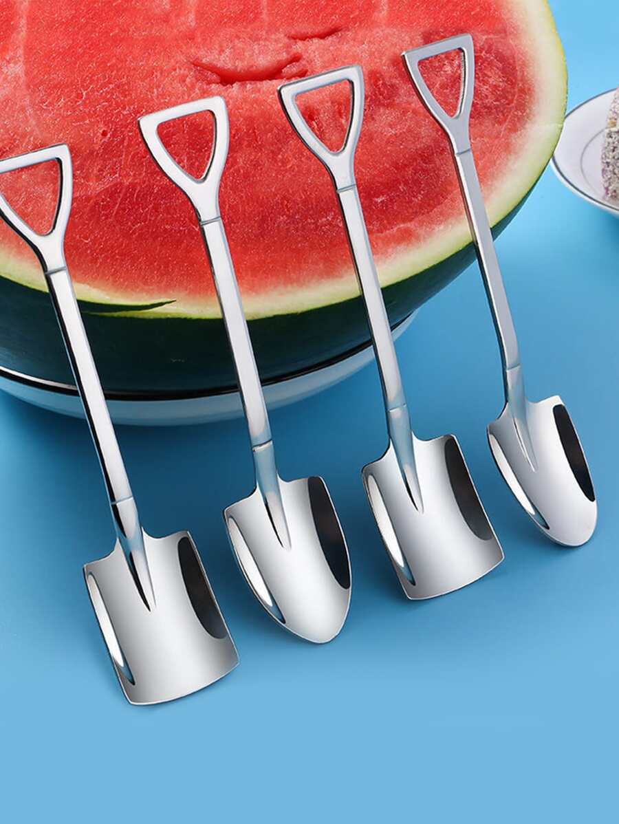 4入組鏟設計湯匙 - 銀色 - 查看 1