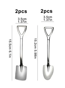 4入組鏟設計湯匙 - 銀色 - 查看 2