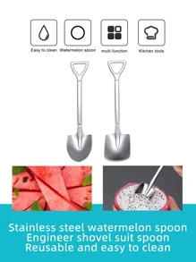 4入組鏟設計湯匙 - 銀色 - 查看 3