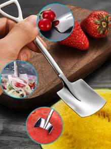 4入組鏟設計湯匙 - 銀色 - 查看 5