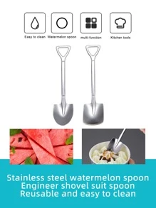 4pcs Dessert Couple Spoon, Shovel Spoon, Creative Cute Little Spoon, Stainless Steel Household Eating Watermelon Shovel Spoon ,Kitchen,Christmas Gift