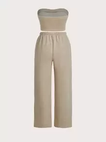 SHEIN EZwear Casual Eenkleurig Grote maat set Split