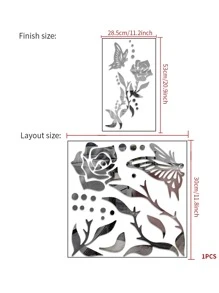 花和蝴蝶設計鏡子牆貼 - 銀色 - 查看 3