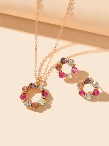 3 piezas set joya con diseño de diamante de imitación - Multicolor - Ver 1