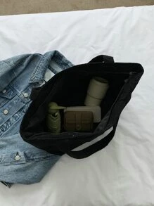 Túi Tote Nhẹ, Công Sở, Dung Tích Lớn, Dành Cho Nữ Tuổi Teen, Sinh Viên Đại Học, Tân Binh & Nhân Viên Văn Phòng, Hoàn Hảo Cho Văn Phòng, Đại Học, Công Việc, Kinh Doanh, Đi Làm, Ngoài Trời, Du Lịch, Dã Ngoại, Túi Nữ Phong Cách Tối Giản, Túi Đi Học, Ba Lô Trở Lại Trường, Dung Tích Lớn, Di Động, Nhẹ, Cổ Điển, Thường Ngày, Thích Hợp Cho Nữ Tuổi Teen, Sinh Viên Đại Học, Hoàn Hảo Cho Trở Lại Trường, Đại Học, Trung Học Cơ Sở, Trung Học Phổ Thông, Túi Tote Thời Trang Có Khóa Kéo - màu đen - Xem 4