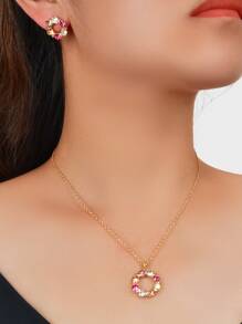 3 piezas set joya con diseño de diamante de imitación - Multicolor - Ver 3