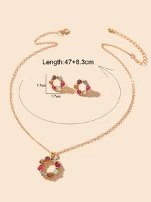 3 piezas set joya con diseño de diamante de imitación - Multicolor - Ver 4