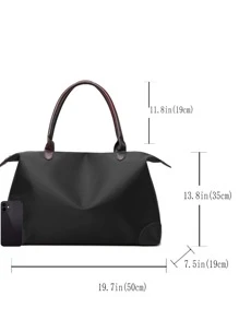 Oxford Cloth Solid Color Shoulder Duffle Bag, Black Travel Bag For Business Travel - Black - View 4