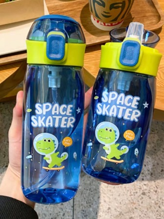 1入組卡通恐龍印花平底無腳杯