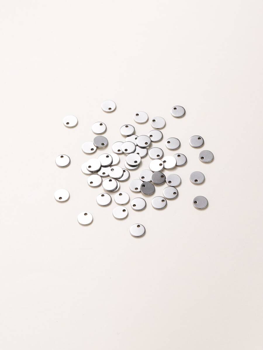 50入組圓形DIY吊墜 - 銀色 - 查看 1