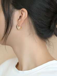 Charm-In Bông tai dạng vòng Cuff với trang trí bằng đá Zirconia - Vàng - Xem 5