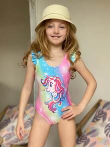 Đồ một mảnh Bé gái chập biết đi Xù Hoạt hình Ombre Giải trí - Nhiều màu - Xem 1