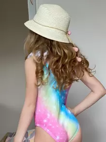 Đồ một mảnh Bé gái chập biết đi Xù Hoạt hình Ombre Giải trí - Nhiều màu - Xem 2