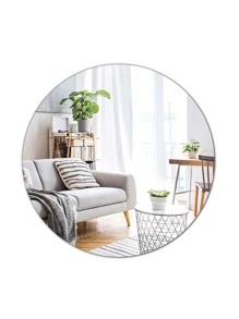 1pc Round 3d Mirror Wall Tile, 0.2cm Thickened Acrylic Material Diy Mirror Wall Sticker For Living Room, Bedroom, Kitchen, Bathroom Wall Decor Room Decor Wall Mirror Mirror For Room Home Decor Bathroom Decor Living Room Decor - Silver - View 1