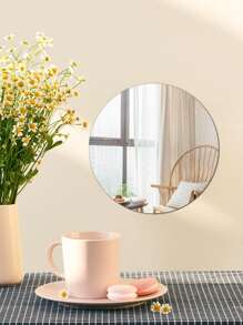 1pc Round 3d Mirror Wall Tile, 0.2cm Thickened Acrylic Material Diy Mirror Wall Sticker For Living Room, Bedroom, Kitchen, Bathroom Wall Decor Room Decor Wall Mirror Mirror For Room Home Decor Bathroom Decor Living Room Decor - Silver - View 6