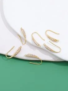 6 Chiếc Sang Trọng Đính Đá Cubic Zirconia Bông Tai Hình Giọt Nước Tinh Tế Trang Sức Dự Tiệc Trang Trí Ngày Lễ Cho Nữ - Vàng - Xem 2