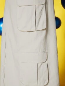 Cayetano 側翻蓋口袋工裝裙