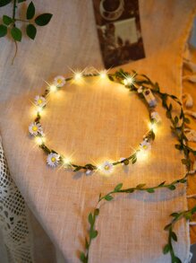 1 pieza Luz de la decoración con diseño de flor con diseño de guirnalda - Amarillo - Ver 1