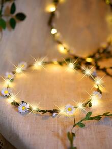 1 pieza Luz de la decoración con diseño de flor con diseño de guirnalda - Amarillo - Ver 2