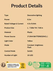 1 pieza Luz de la decoración con diseño de flor con diseño de guirnalda - Amarillo - Ver 4