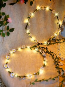 1 pieza Luz de la decoración con diseño de flor con diseño de guirnalda - Amarillo - Ver 7