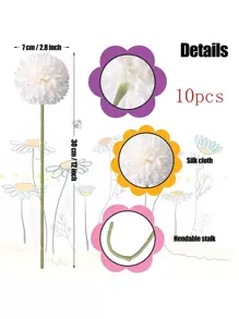 20pcs Artificial Chrysanthemum Decor, For Kitchen, Bedroom, Wedding Bouquet, Valentine Floral Arrangement, Wedding Party Table Centerpiece, Available In 1/5/10/20 Piece Sets, Valentine Day, Gift - White - View 4