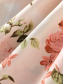 Niñas Vestido con estampado floral ribete con fruncido - Multicolor - Ver 3