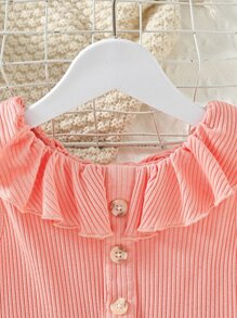 Niñas Vestido con estampado floral ribete con fruncido - Multicolor - Ver 5