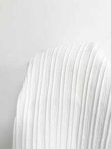 SHEIN VCAY Áo sơ mi nữ Xù Buộc lại màu trơn Giải trí - trắng - Xem 7