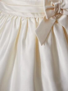 SHEIN Glamorique Kids Baby Bow Front Wrap Detail Flare Hem Dress - Beige - View 6