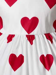 Baby Heart Print Puff Sleeve Dress - White - View 8