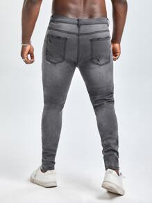 Manfinity Men Plus Slant Pocket Skinny Stacked Jeans - Grey - View 2