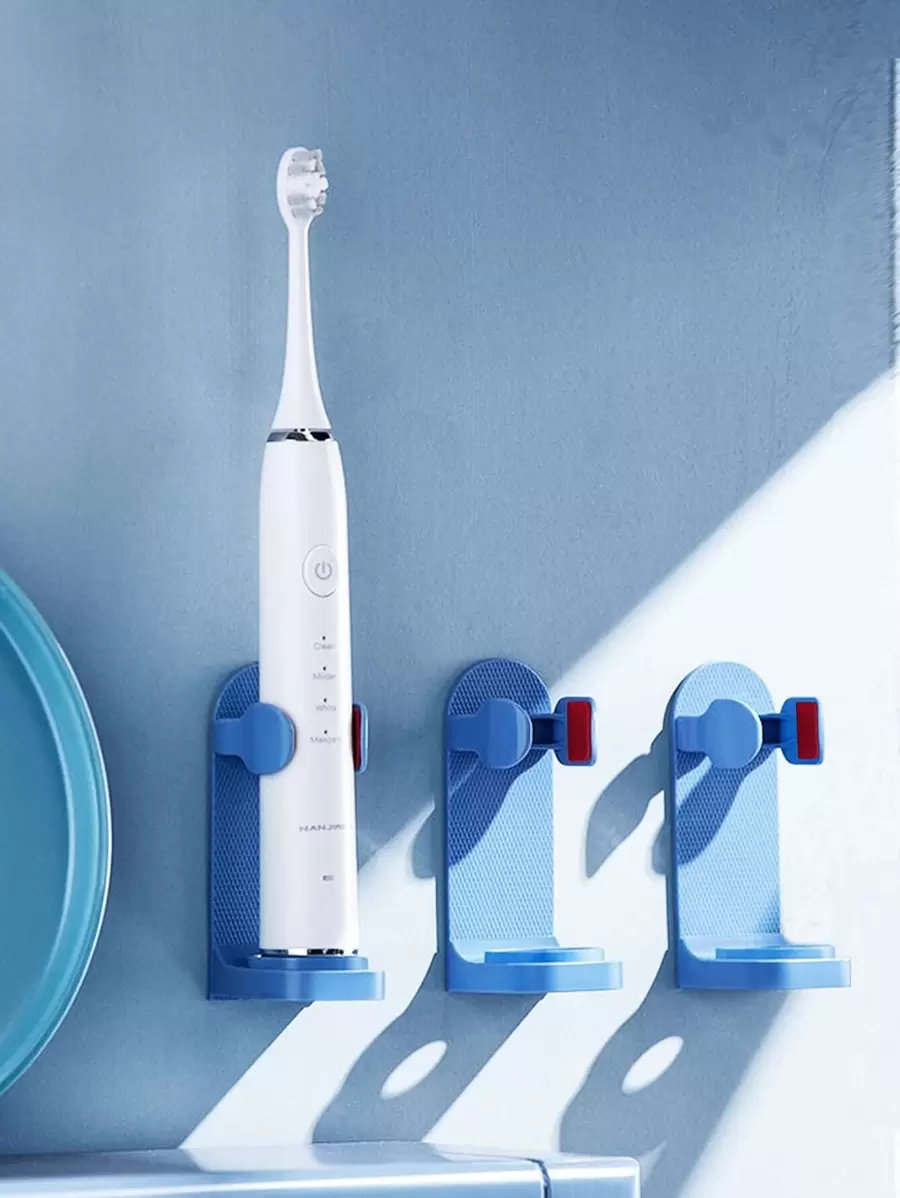 1pc Electric Toothbrush Holder, Wall-Mounted Household Toothbrush Rack Home Bathroom Decor Fall Decor Back To School - Blue - View 1